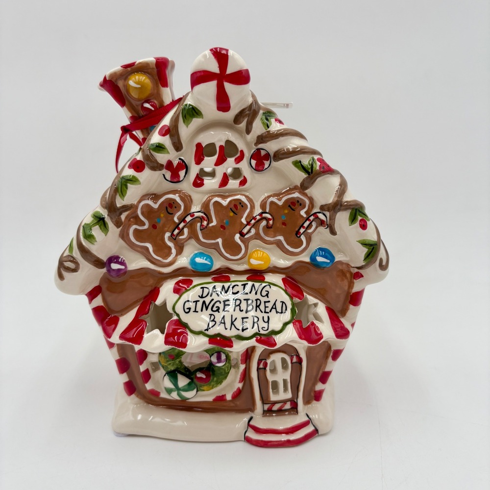 Blue Sky Dancing Gingerbread Bakery Tea Light Holder Christmas Holiday Decor